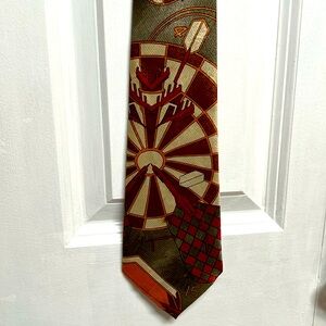 Vintage Enigma Dart Board Print Peacock Silk Mens Neck Tie Hand Made